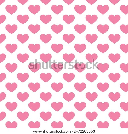 Pink heart pattern . Heart pattern on white background . Heart background . Vector illustration
