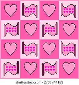 pink heart pattern set, love, romantic, sweetheart, couple