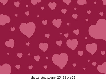 Fondo de pantalla de patrón de corazón rosa esparcido sobre fondo marrón. Las variadas Formas de corazón dan una impresión decorativa elegante y dulce. Este patrón es adecuado para temas de amor o diseños alegres.