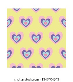 Pink Heart Pattern with Yellow Background	
