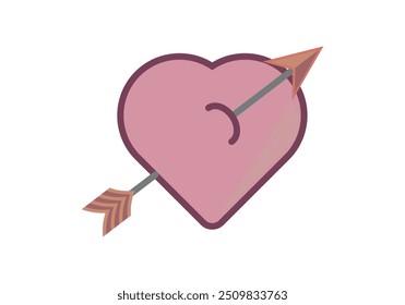 Pink heart pierced by red arrow