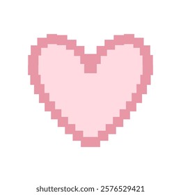 Pink Heart Pixel art. Pixel art background. Vector illustration on a white background.