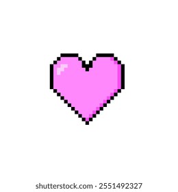 cor-de-rosa no estilo pixel art. coração rosa simboliza o feminismo