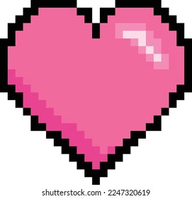 ilustración vectorial de píxel de corazón rosa de 8 bits