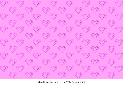 Pink heart in pixel pattern. Valentine's Day, pattern, concept of love and feelings. Vintage symbol of love. 8 bit vector illustration for computer game.