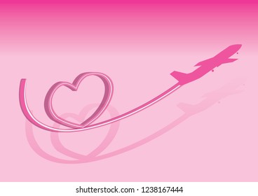 Pink Heart Plane on Pink