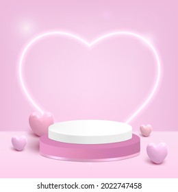 Pink heart with podium for show product