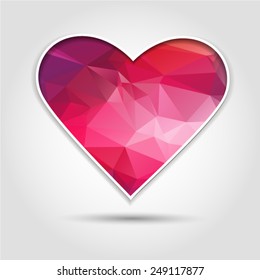 Pink heart polygon. Vector EPS 10 illustration.