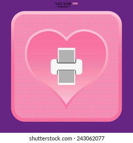 pink heart, printer , vector illustration, EPS 10