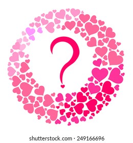 Pink heart question mark isolated on White background. Vector illustration 