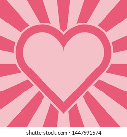 Pink heart with radial rays vector illustration 