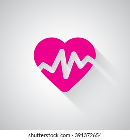 Pink Heart Rate Pulse web icon on light grey background