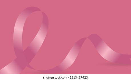 A Pink Heart ribbon with text Breast cancer awareness. Breast Cancer Awareness Month Banner vector, illustration design.