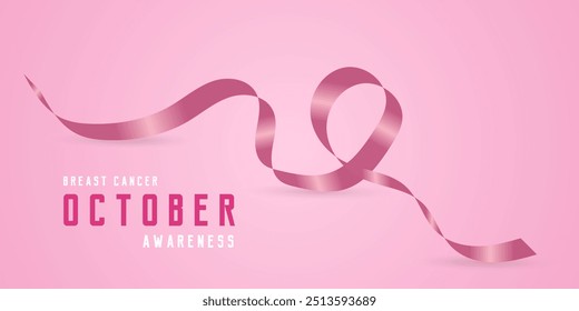 A Pink Heart ribbon with text stand for Breast cancer awareness concepts. and a Breast Cancer Awareness banner vector, illustration design