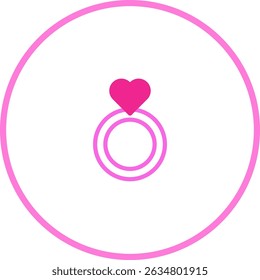 Pink heart ring illustration for wedding, valentine's day and engagement design