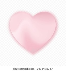 Pink heart, rose love symbol  isolated on transparent background. 3D vector holiday element.