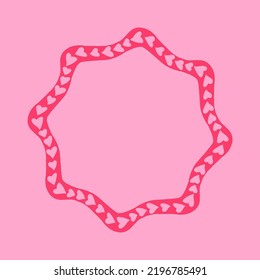 Pink heart round star shaped circular frame 