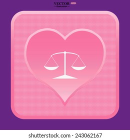 pink heart, Scales balance , vector illustration, EPS 10
