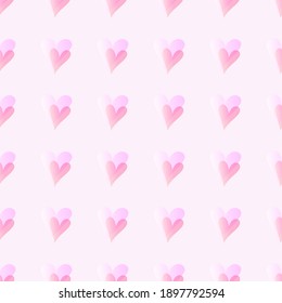 Pink heart seamless background vector, Doodle double  heart geometric square repetitive minimalist pattern