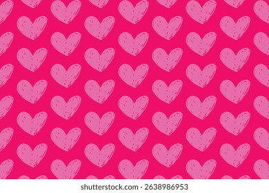 Pink heart seamless pattern design for romantic and love decoration. Hand drawn style heart seamless pattern, cute and lovely background seamless pattern