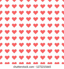 Pink heart seamless pattern on white backgroundH, Symbol of Love and Valentines Day. Vector illustration