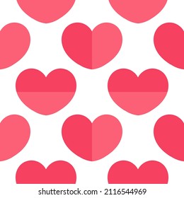 pink heart seamless pattern on white background