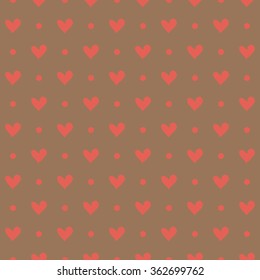 Pink heart seamless pattern on a beige background for Happy Valentine's Day. Vector illustration