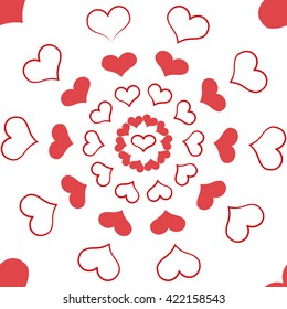 Pink heart seamless pattern on white background.  Fashion graphic design. Modern stylish abstract texture.  Template for prints, textile, wrapping and decoration, wallpaper. Vector illustration