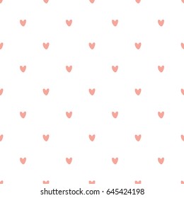 Pink Heart Seamless pattern on white background. Vector illustration for Valentine's Day invitation, banner, poster, card, background.