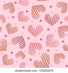 Pink heart seamless pattern. Valentines day concept. Love background