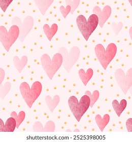 Pink heart seamless pattern vector. Symbol of love and Valentine's day. Romance sign. Happy valentine. Watercolor design for fabric, kid cloth, baby dress, card, cover, print, wrapping, paper, decor.