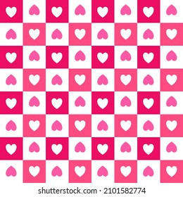 Pink heart seamless pattern.Abstract checkers pattern for decorating, wrapping paper, wallpaper, clothing, backdrop,greeting card and etc.
