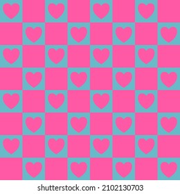The pink heart seamless pattern.Abstract checkers pattern for decorating, wallpaper, wrapping paper,tablecloth,backdrop,greeting card and etc.