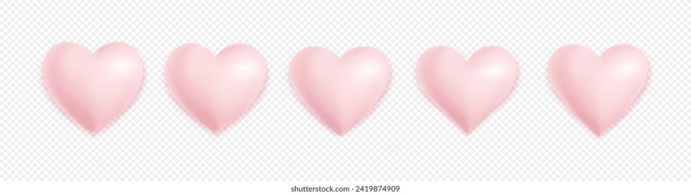 Corazón rosado con sombras aisladas en un fondo transparente. Símbolo de amor vectorial.