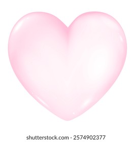 Pink Heart Shape 3d icon isolated.Love symbol for Valentines day,Mother day decoration card,Love heart symbol pastel heart on white background