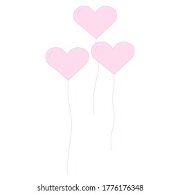 Rosa Herz formen Ballons Vektorsymbol. Drei Ballons für Valentinstag und Postkarten. Gefülltes Zeichen für mobiles Konzept und Webdesign. Herzform - romantisches Symbol für Feiern, Urlaub, Geburtstag