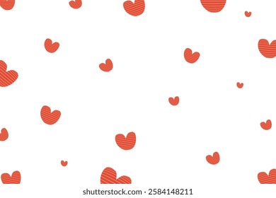 Pink heart shape, bright and scattered on white background. for moments of romance and affection