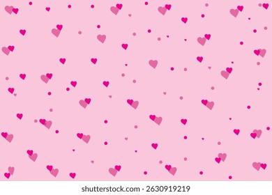 pink heart shape confetti on pink color background vector illustration design