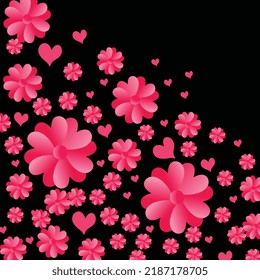 ilustración vectorial de fondo floral de forma de corazón rosa