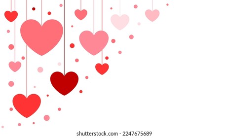 Pink Heart Shape Hanging on thread background