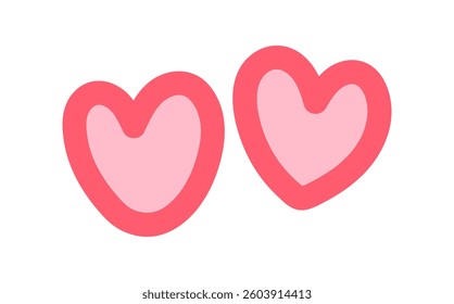 Pink Heart Shape icon, Heart Simple Outline, Graphic Heart for Valentine's day, Heart Sticker Hand Drawn