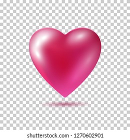 Pink Heart shape isolated on white background. Love symbol. 3d vector heart.