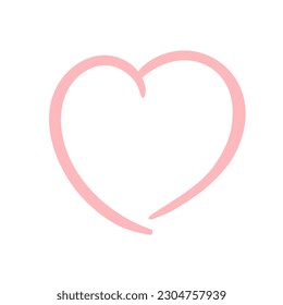 Pink heart shape isolated on white background. Vector illustration
