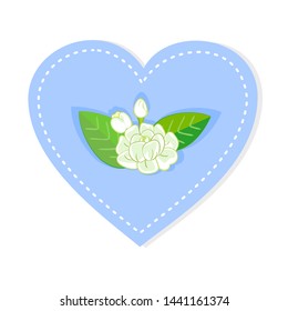 Pink Heart Shape and Jasmine Flower for Thai Mother's Day Vector