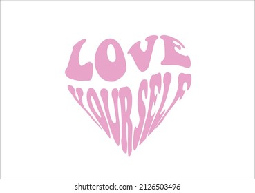 pink heart shape love yourself design