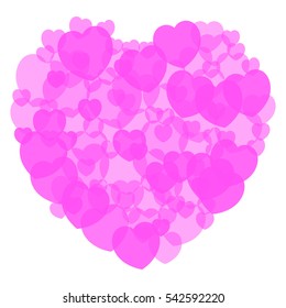 Pink heart shape made with a hearts