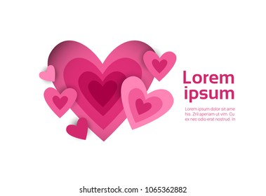 Pink Heart Shape On White Background With Copy Space Valentine Day Banner