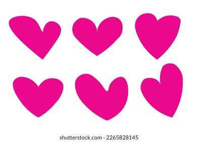 Forma de corazón rosado sobre fondo blanco, símbolo de amor. Silueta de corazón plana vectorial Icono conjunto de elementos de diseño de ilustración vectorial - vector