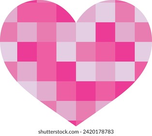 pink heart shape with square inside different shades and colors, heart shape vector illustration.