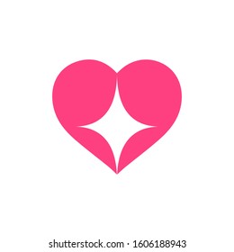 Pink heart Shape and star  icon logo design 